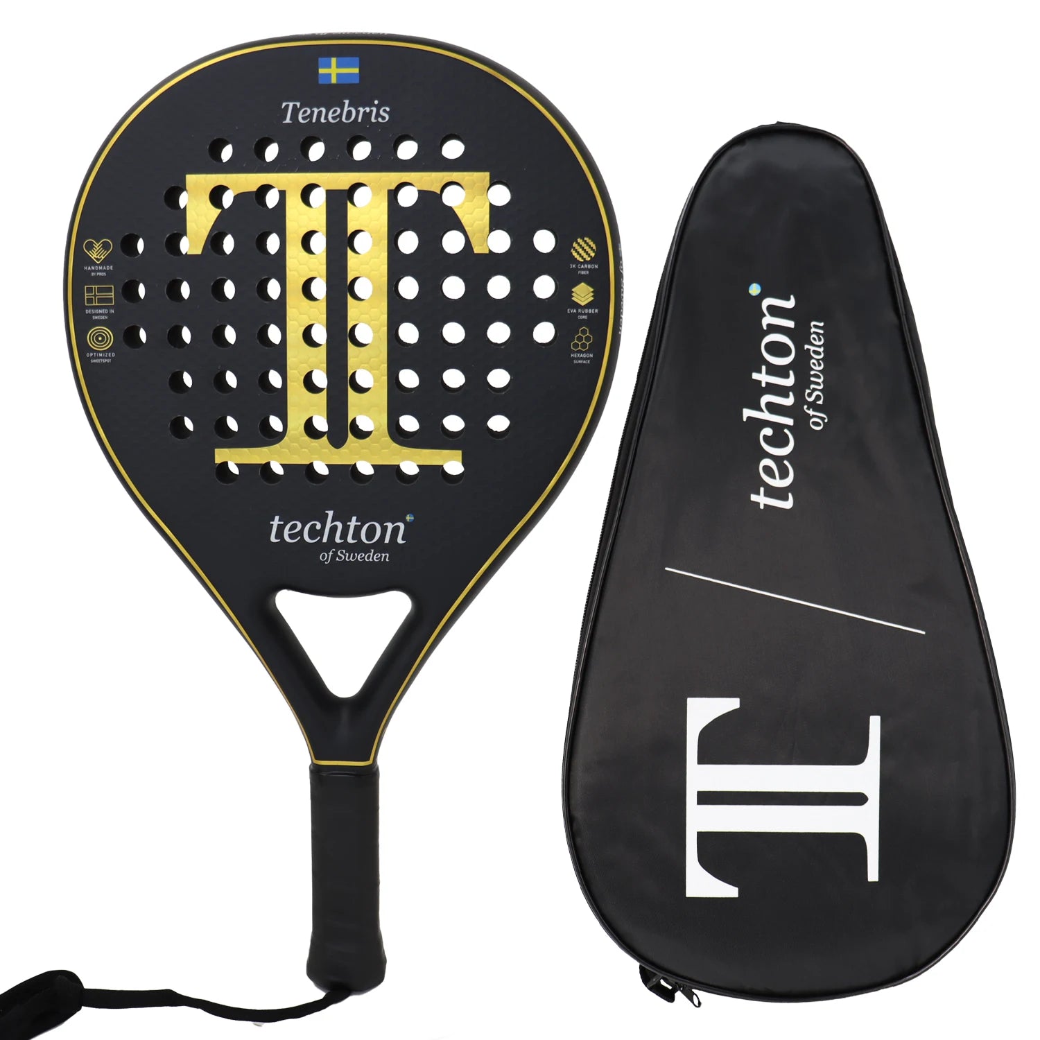 Padel Racket 3K/12K Carbon Fibre with Foam Core Round Shape 3D Hexagon with Cover Bag Performance Padel