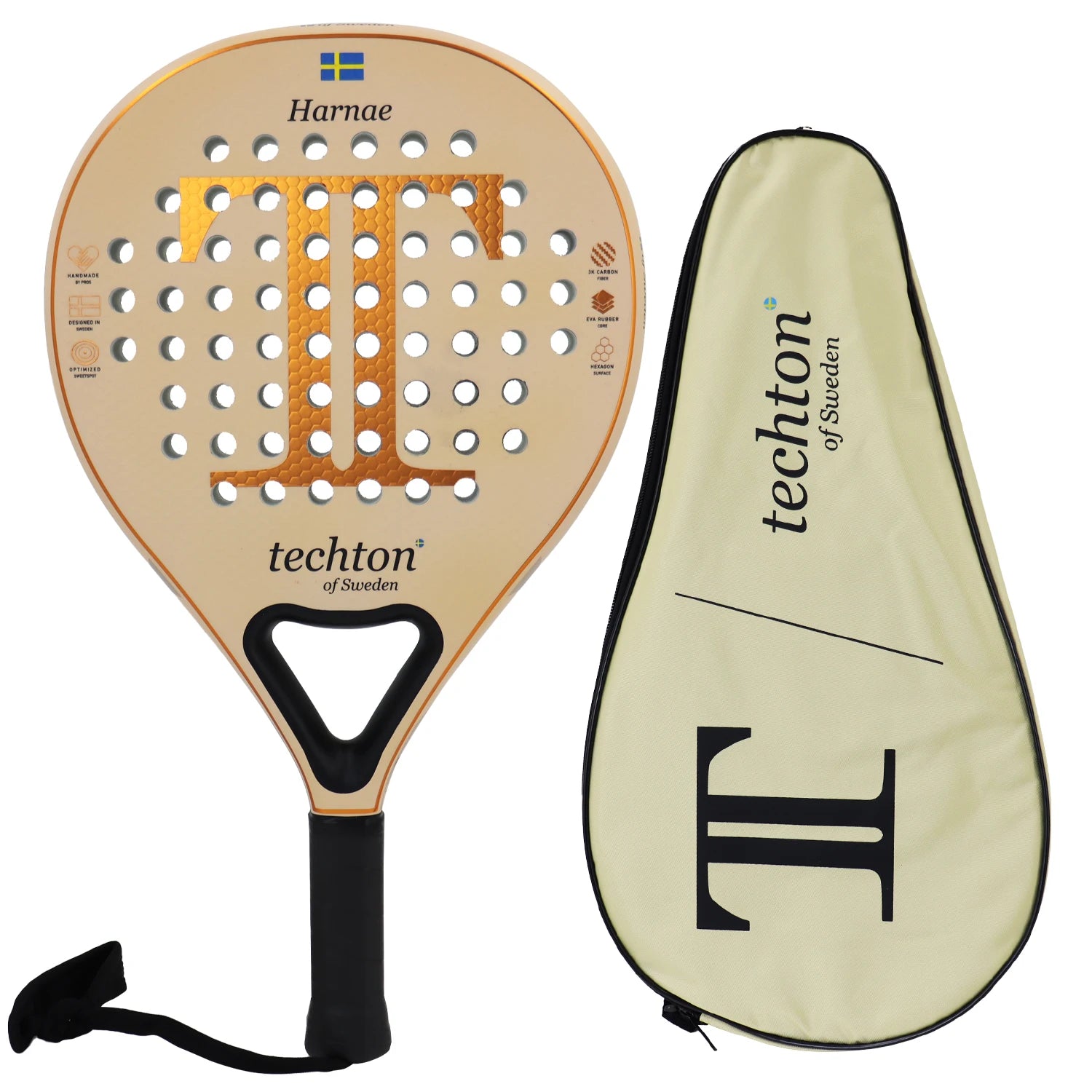 Padel Racket 3K/12K Carbon Fibre with Foam Core Round Shape 3D Hexagon with Cover Bag Performance Padel