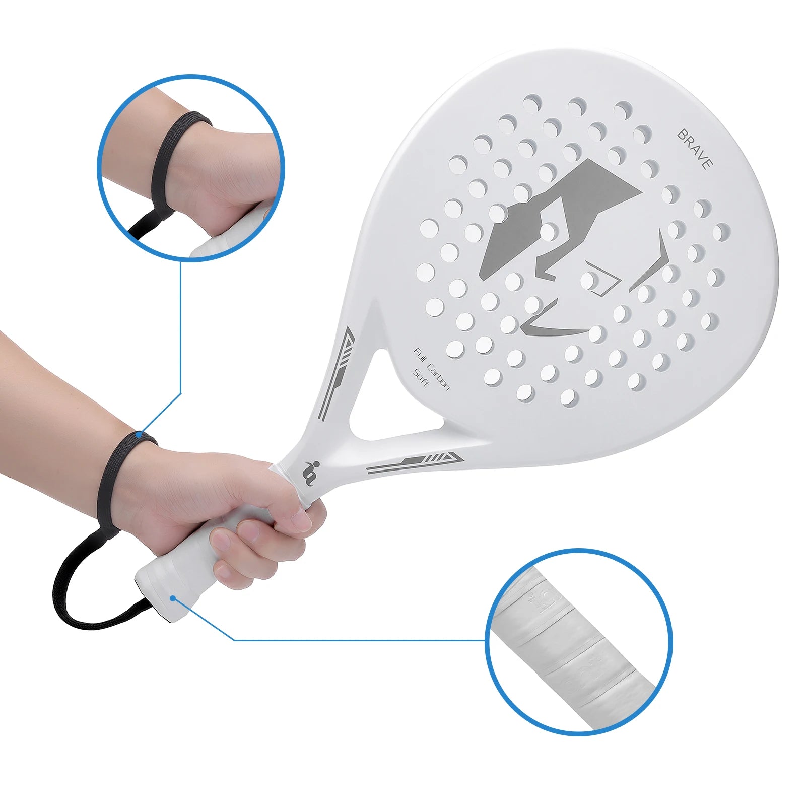 Padel Tennis Racket Carbon Fibre with EVA Memory Flex Foam Core, Padel Racket Lightweight